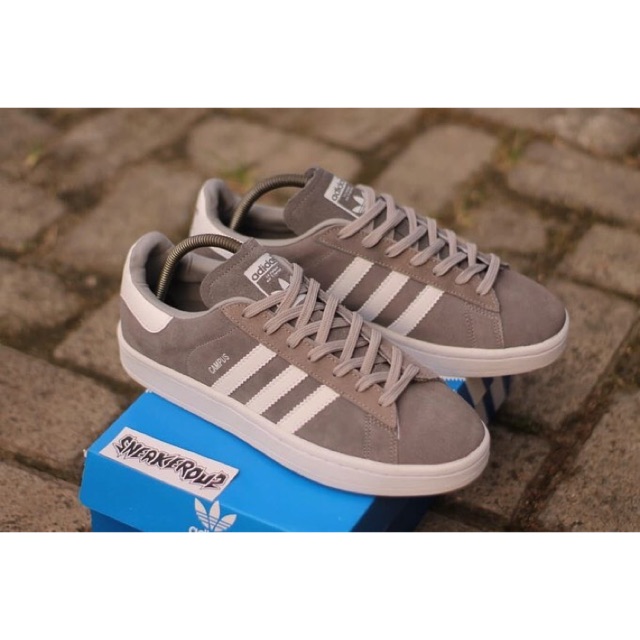 ORIGINAL SEPATU ADIDAS CAMPUS GREY WHITE BNWB MADE IN INDONESIA IMPOR QUALITY