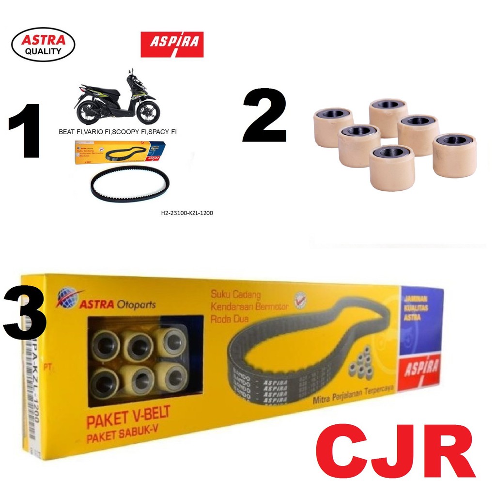 Honda Beat Scoopy Spacy Vario FI Injeksi Injection Van Belt Roller Paket Set V Belt motor ASPIRA