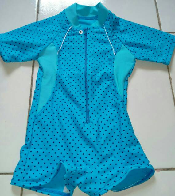 baju renang diving bayi polka biru 3 bulan sampai 6 bulan