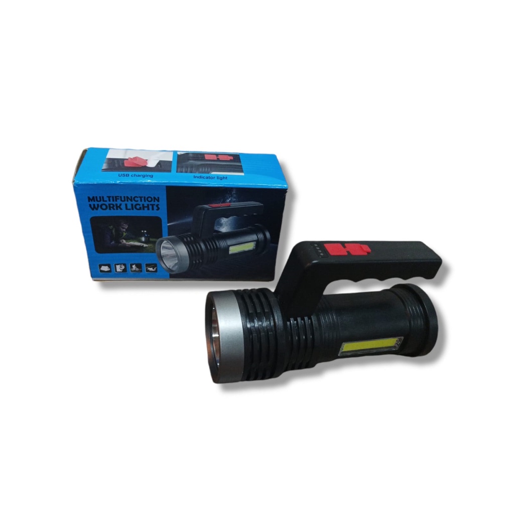 Senter LED COB L-S03 Senter Rechargeable USB 4 Mode /  Flashlight Senter LED 8205 Cas Super Terang Jarak Jauh + COB 4 Mode Emergency USB Recharge Multifunction Work Lights