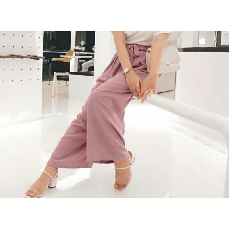 Trisa / Celana Kulot Wanita Tali/linen / jumbo-lylac
