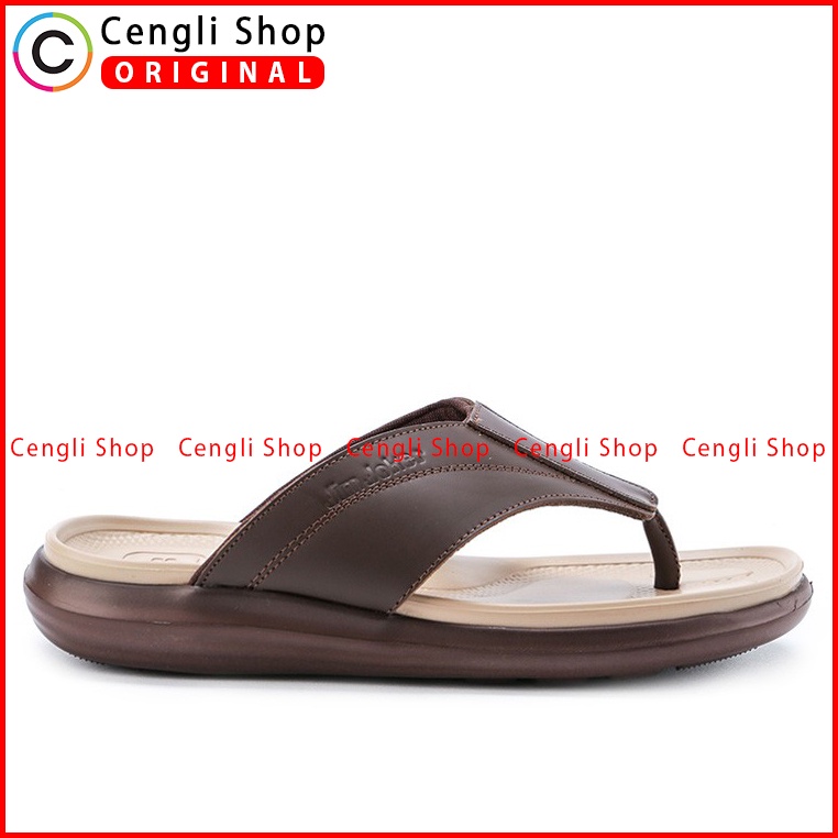 SANDAL CASUAL JIM JOKER PRIA ORIGINAL JEPIT KULIT BRANDED COKLAT JJ12