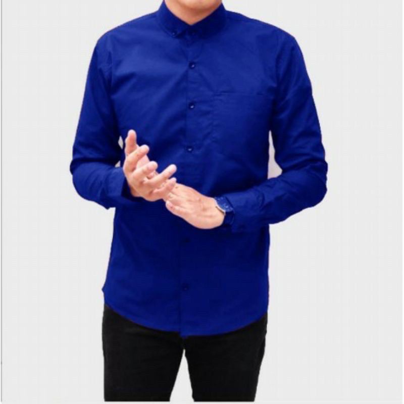 Kemeja Pria Polos Hem Cowo Bahan Moscrepe Premium Size M L XL XXL