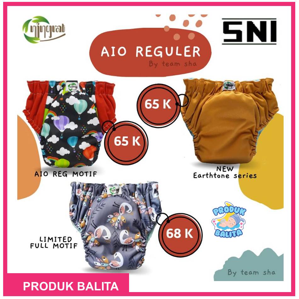 Popok Clodi Bayi Ningrat AIO Regular Clody Kain Cuci Ulang Untuk BB 5-15 Kg