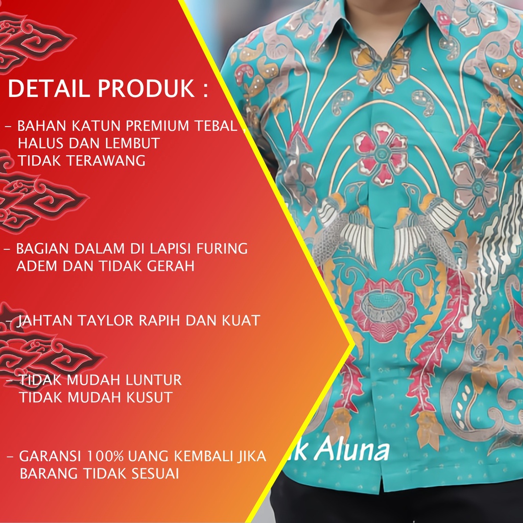 KEMEJA BATIK PRIA LENGAN PANJANG PREMIUM REGULAR MODERN BATIK ALUNA PCW 084