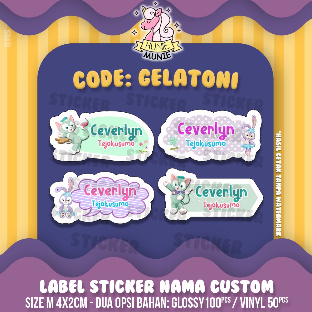 

Sticker Label Nama Custom - Gelatoni & Stella Lou (100pcs+) Stiker