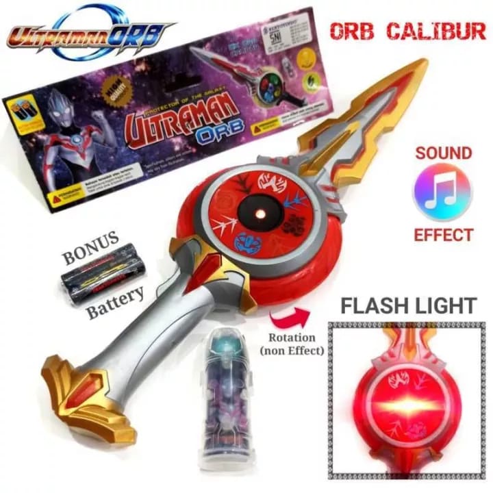 MAINAN PEDANG ULTRAMAN ORB NYALA DAN BUNYI KEMASAN KANTONG FREE BATERAI