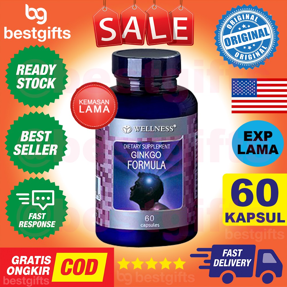 WELLNESS GINKGO GINKO GINGKO GINGO BILOBA FORMULA VITAMIN DAYA INGAT SARAF OTAK VERTIGO 60 KAPSUL