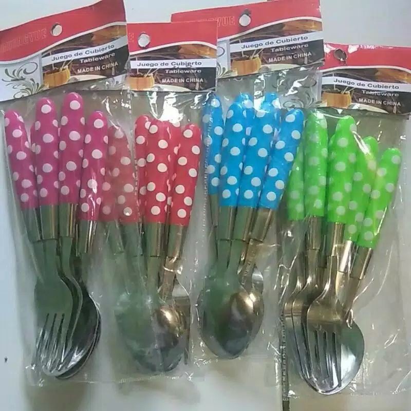 Sendok Garpu Set Isi 6 Gagang Polkadot