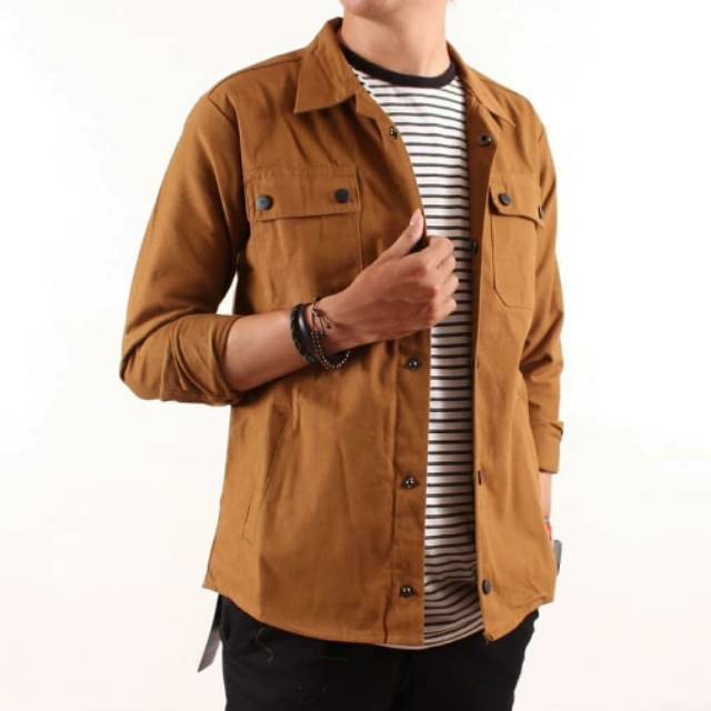 JAKET SEMI PARKA CREAM | JAKET CANVAS PRIA | JAKET CANVAS WANITA | BAJU BELANG MURAH