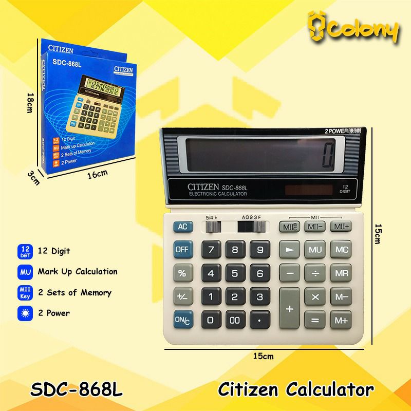 

Citizen SDC868L Kalkulator Besar Digital Dagang Sekolah Kantor Calculator Calkulator Besar Jumbo Kakulator Original 12 Digit Alat Tulis Murah Bagus Awet