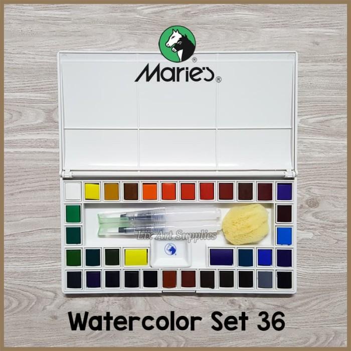 

TERBARU! MARIES SOLID WATERCOLOR POCKET BOX SET 36 / CAT AIR MARIES ALAT LUKIS AL1