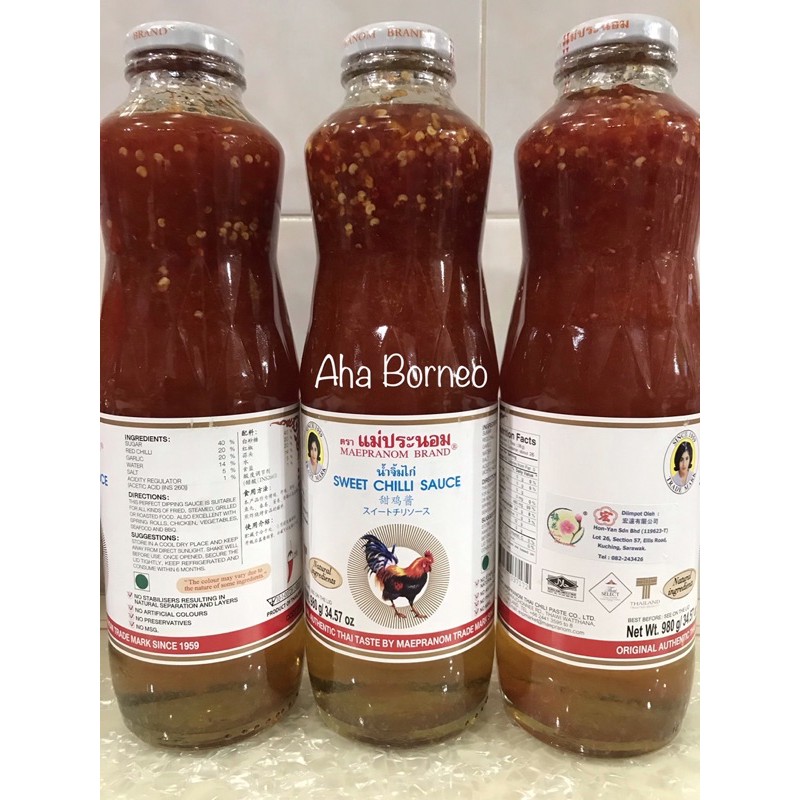 

Saos Thailand 980gr Sweet Chilli Sauce Maepranom 980gr / Saos Pedas Manis Bangkok Cap Ayam Jago