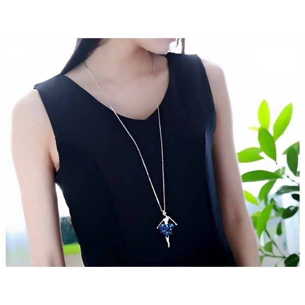 NEW Long Sweater Chain Elegant Crystal Rhinestone Ballerina girl Necklace Pendant Women Simple Clothing Pendant