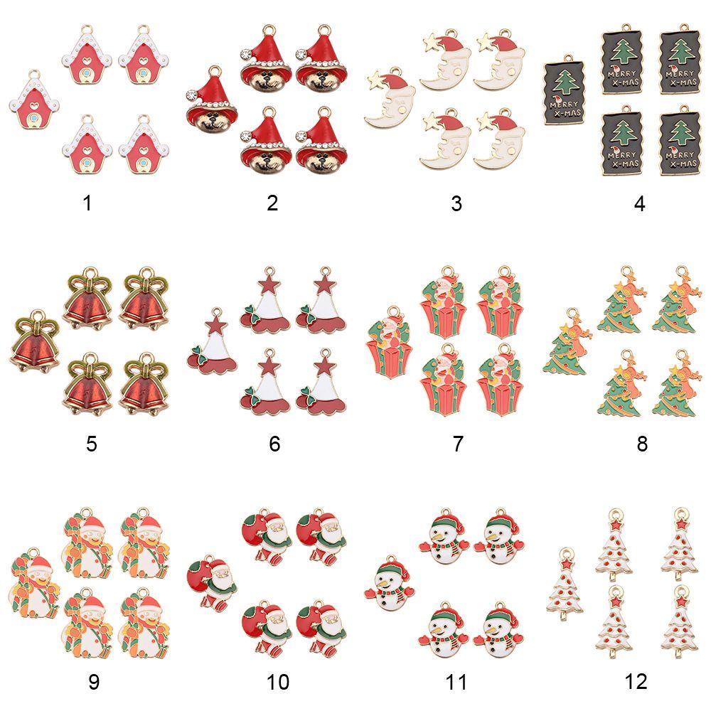 Solighter 10 Pcs Enamel Charms DIY Handmade Kalung Gelang Santa Claus Liontin