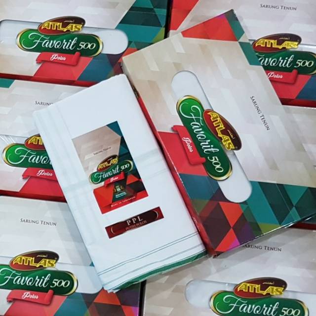 Sarung ATLAS FAVORIT 500 Putih Polos Tumpal