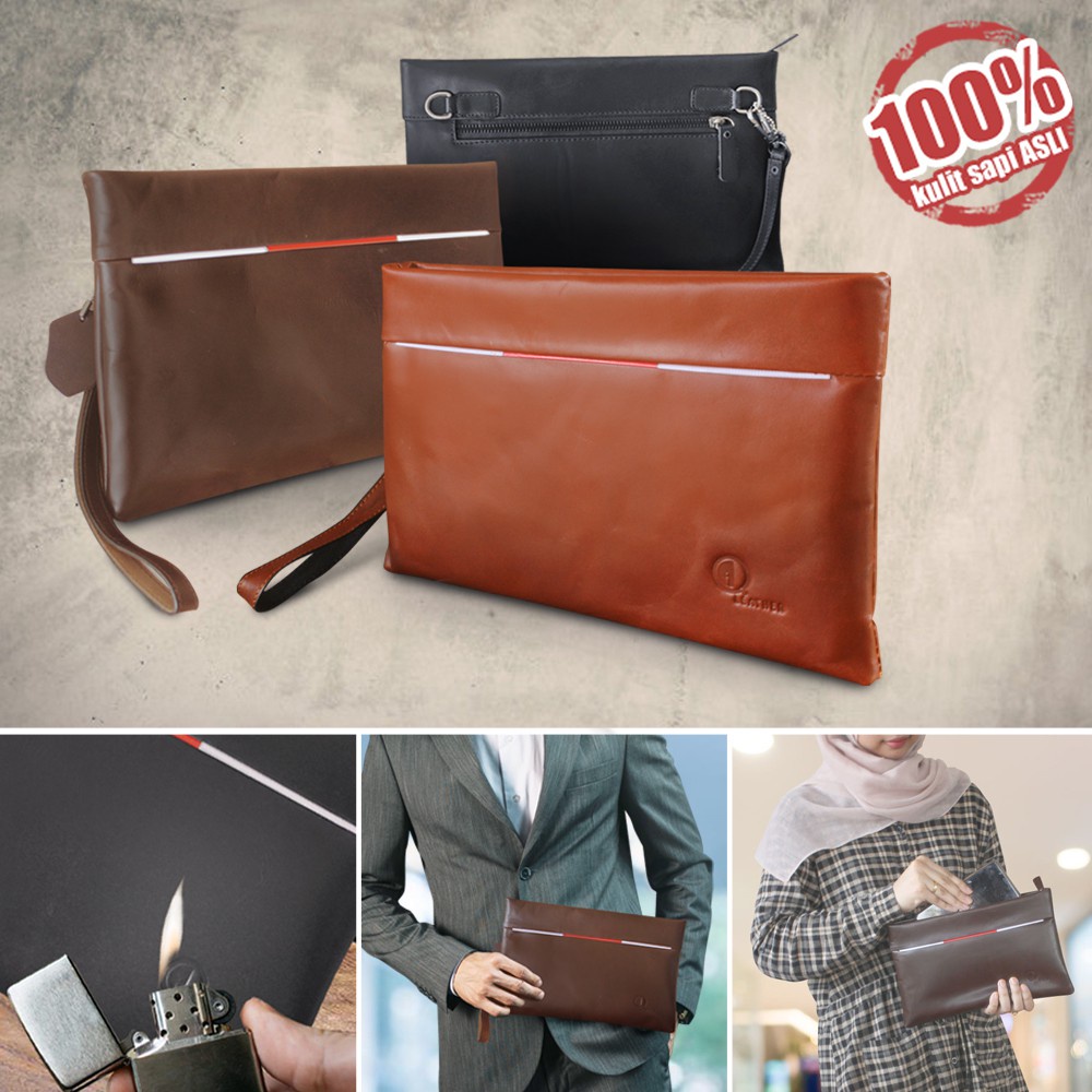 Tas Hand Bag Pria Wanita Multifungsi Garansi 100% Kulit Sapi Asli Original Handbag Cowok Cewek Premi