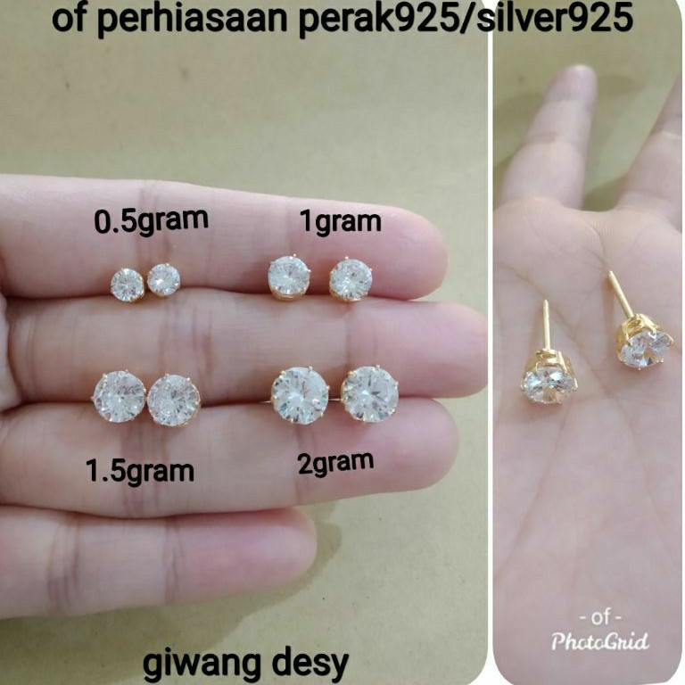 Giwang Desi Perak Asli Silver 925 Lapis Emas Kuning