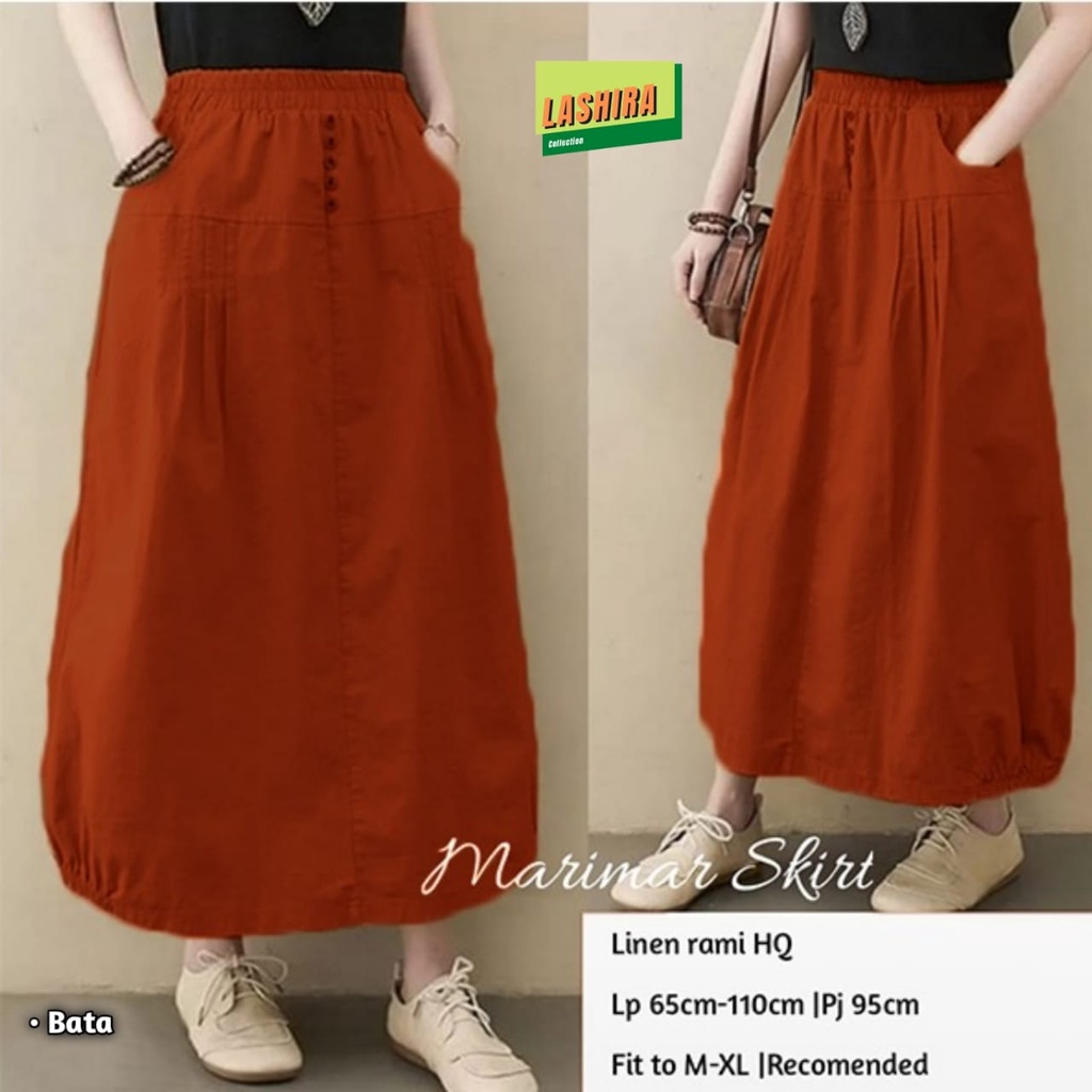 marimar skirt skrit rok bawahan polos panjang pinggang karet lp 65 - 110 anak wanita perempuan dewas