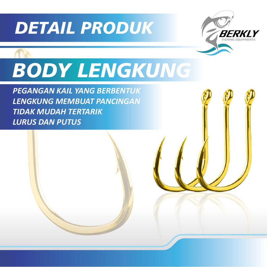 BERKLY Kail Pancing Gold 25 pcs High Carbon Steel Barbed Fishing Hook Tackle Kail GFYD-7