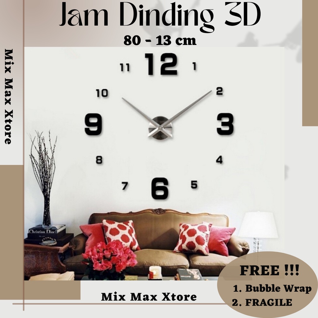 Jam Dinding Besar DIY Giant Wall Clock 80-130cm (DIY-102) / Jam Dinding Aesthetic / Jam Dinding Tempel / Jam Dinding Unik