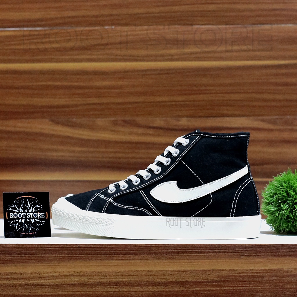 100% Original Sepatu Brand Lokal Casual Black White Hi Not Compass Gazelle Black White High