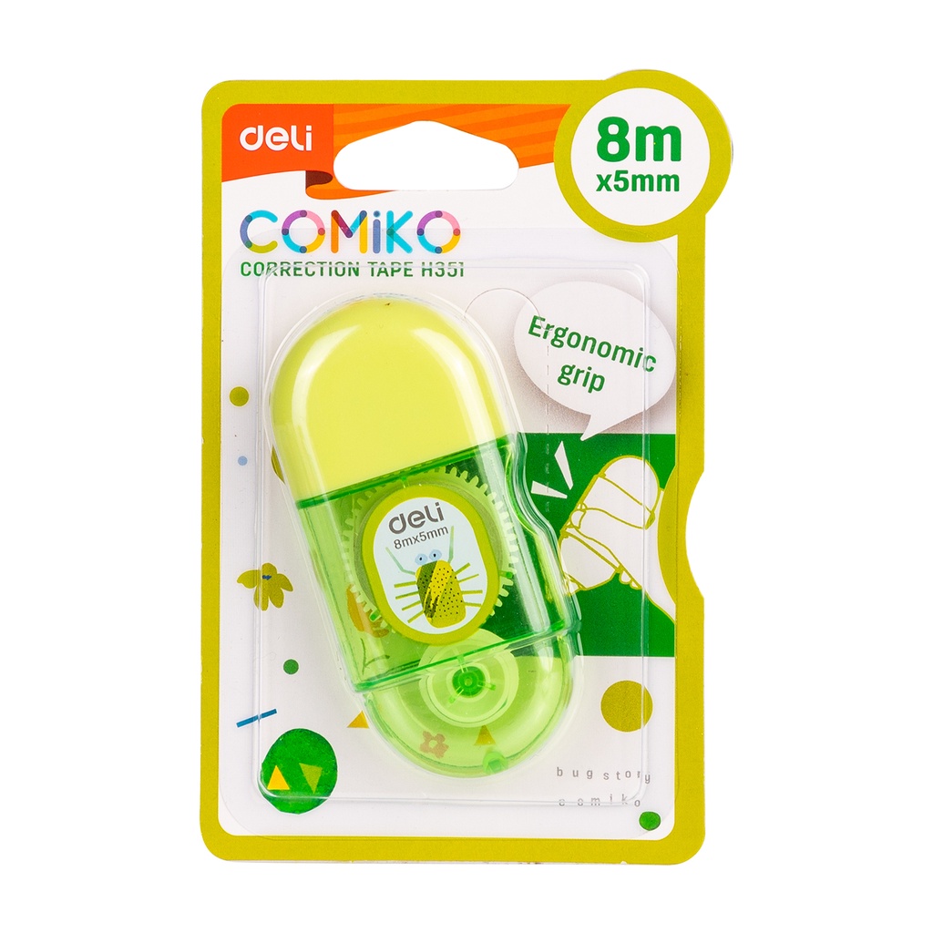 HAPPY TIME DELI TIP EX TIPEX COMIKO CORRECTION TAPE 8m x 5mm TIPE EX ALAT TULIS SEKOLAH KANTOR EH351