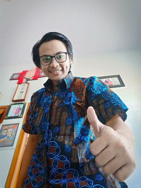 Kemeja Batik Pria Lengan Pendek Motif Seno Biru M L Xl Xxl