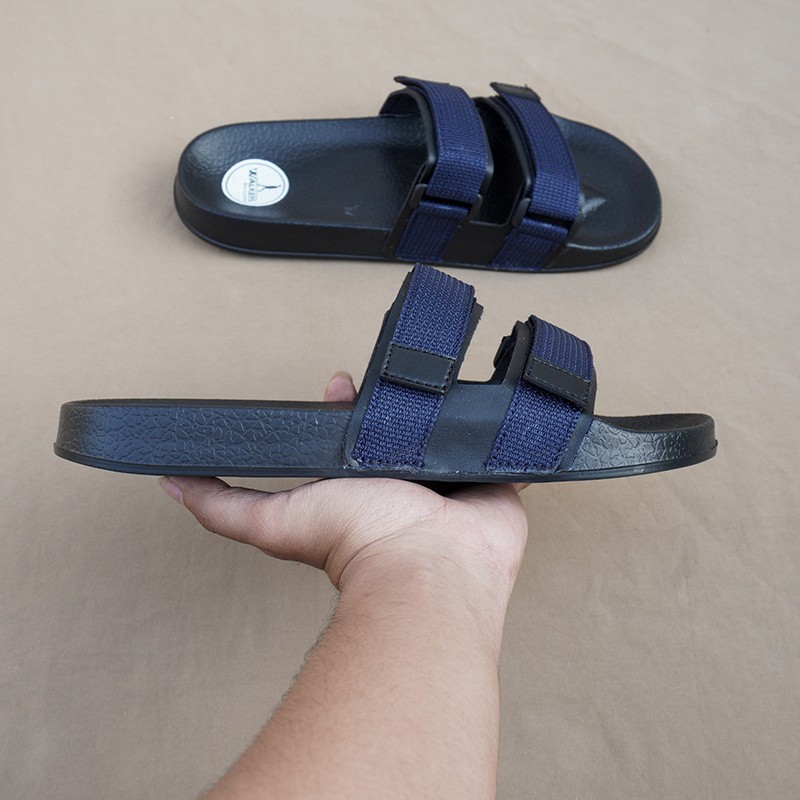 Sandal Slide Pria Walkers Weber Navy Blue / Sendal Slop Santai Cowok Casual Kekinian Flipflop Kece