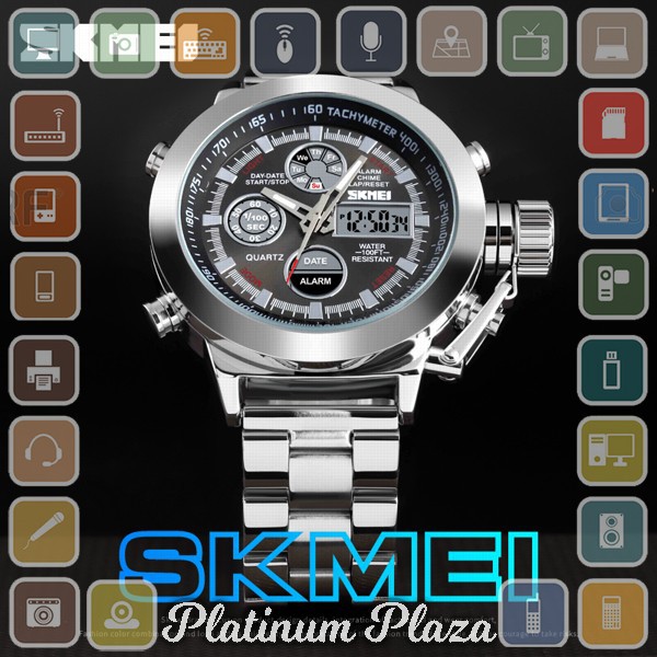 SKMEI Jam Tangan Analog Chrono Pria Stainless Steel Strap - 1515 - Silver`20NAUJ-