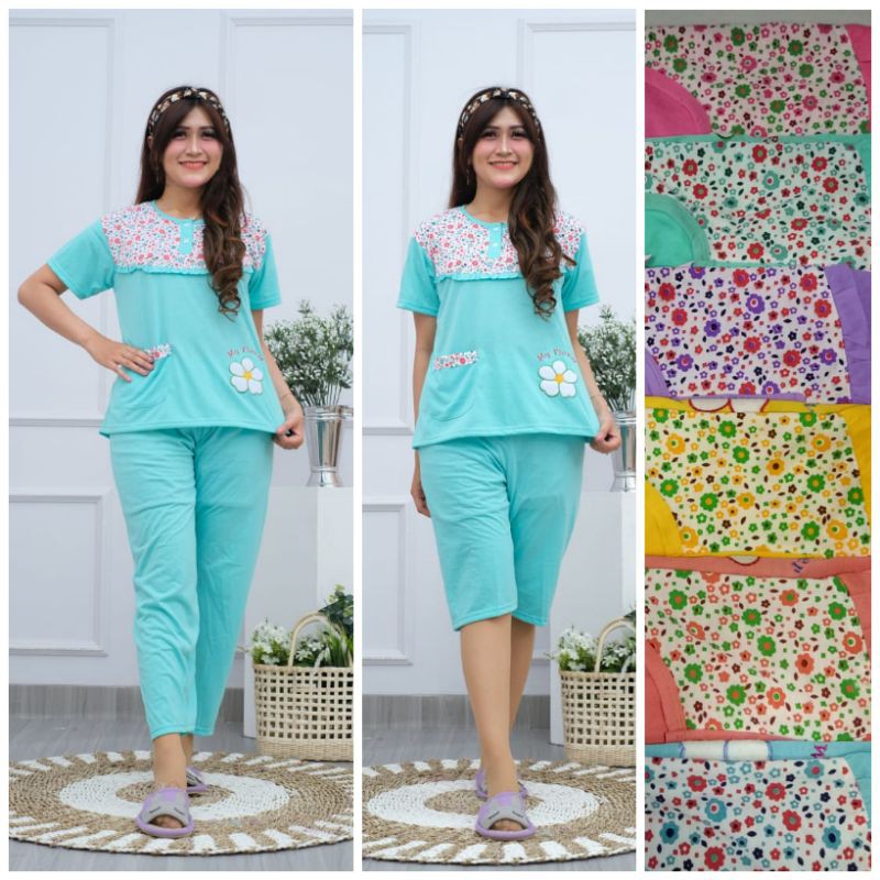 Setelan 3in1 Piyama Wanita Baju Tidur Wanita Piyama Baju Tidur Celana Pendek Piyama Panjang
