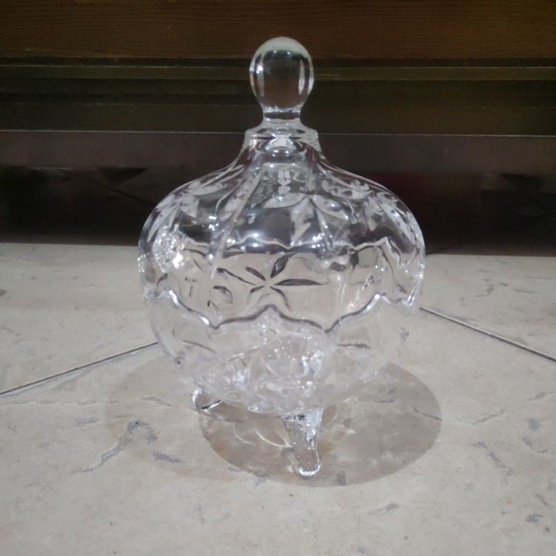 Royal Canister Tempat Kue Toples Kristal Kaca mewah / Glassware Jar Crystal Candy Jar