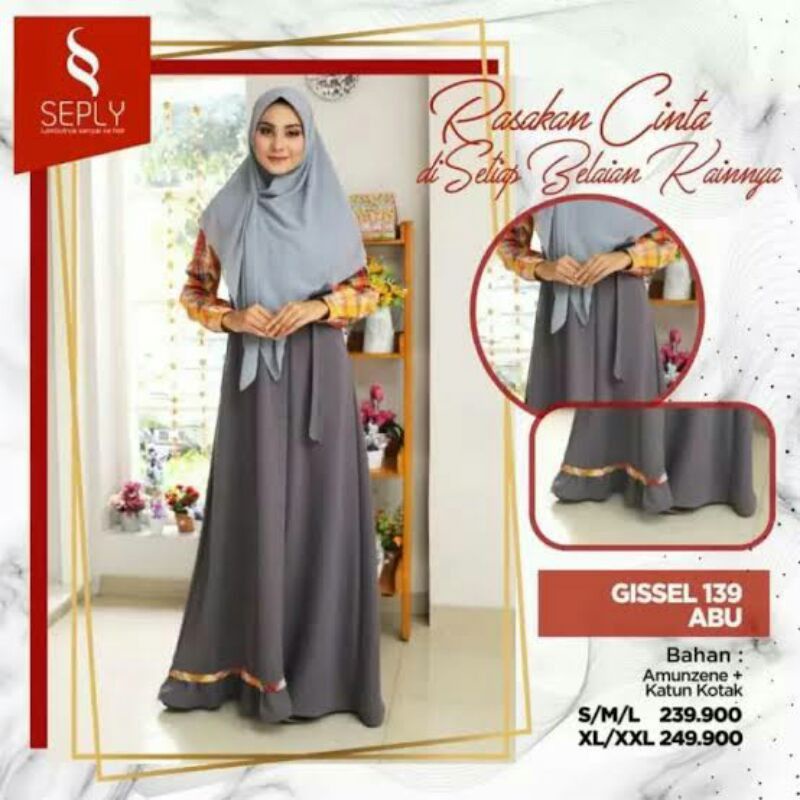 Baju Gamis Seply Gisel 139 Abu | Gamis Wanita | Gamis Fashion | Fashion Terbaru