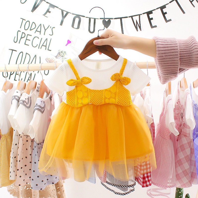 Dress Korea Anak Cewek Usia 0 1 2 3 Tahun Baju Anak Cewek Model Kekinian Bahan Berkualitas Tinngi