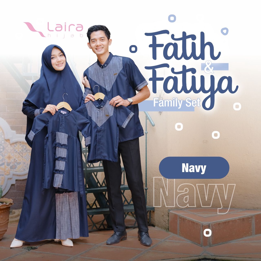 Gamis Dress Pakaian Couple Keluarga LAIRA HIJAB FATIH FATIYA COUPLE NAVY Baju Fashion Pasangan Seragam Sarimbit Muslim Suami Istri Ibu dan Anak Kondangan Lebaran Premium Mewah Kekinian Terbaru 2021