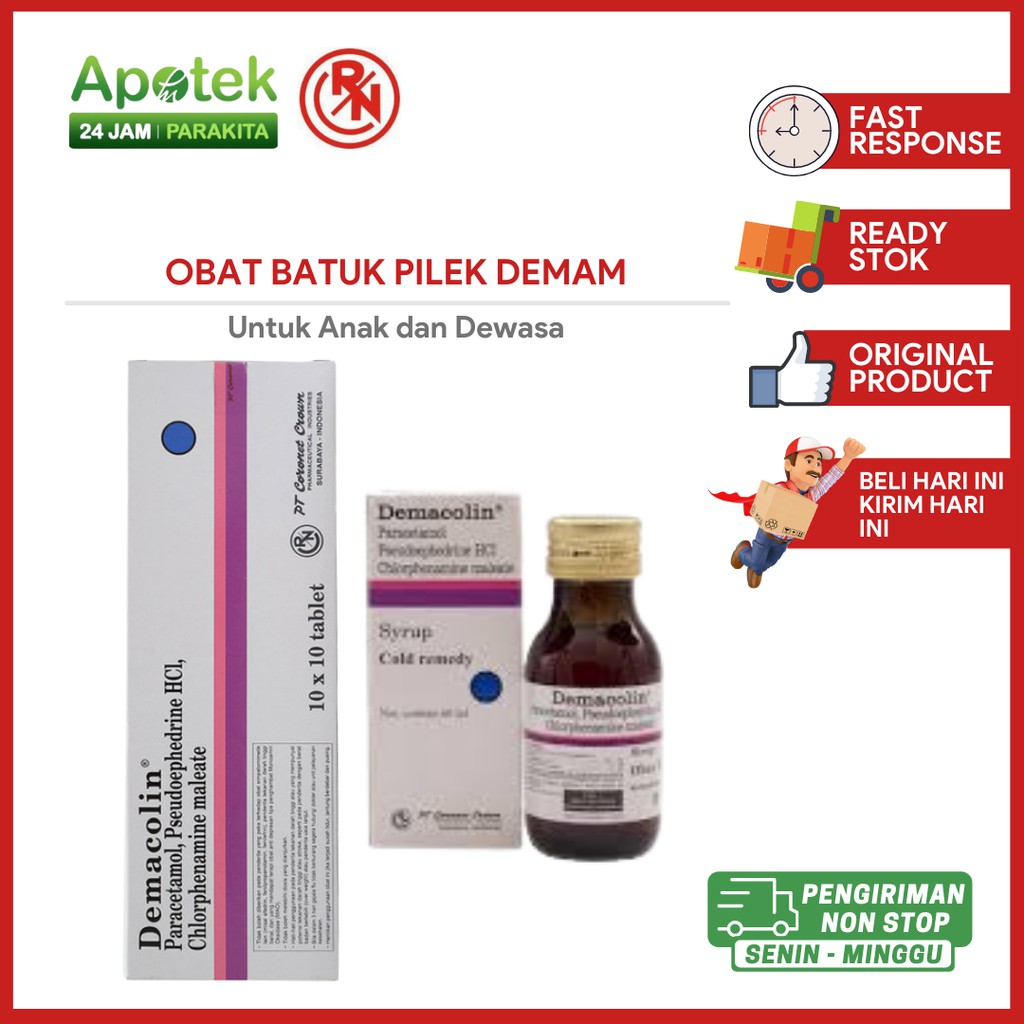 Demacolin Tabet/Sirup Untuk Pilek/Gejala Flu Anak dan Dewasa