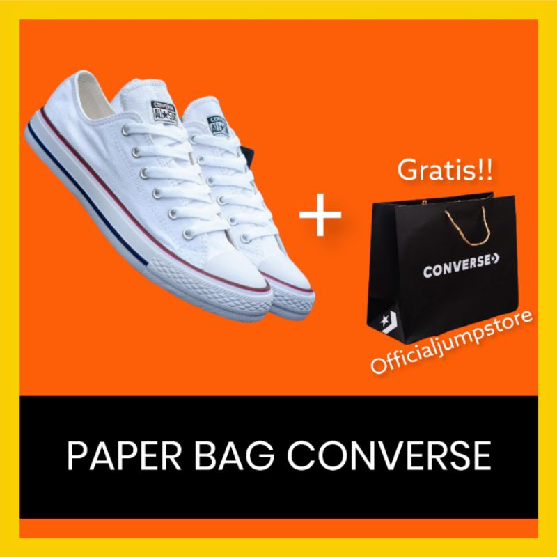 (BISA COD) SEPATU CONVERSE ALLSTAR CLASSIC LOW WHITE RED BLUE