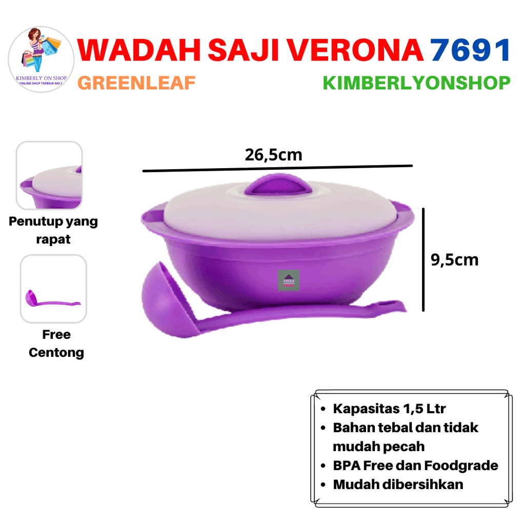 Wadah Saji Food Storage Verona 1,5 Liter 7691 Green Leaf