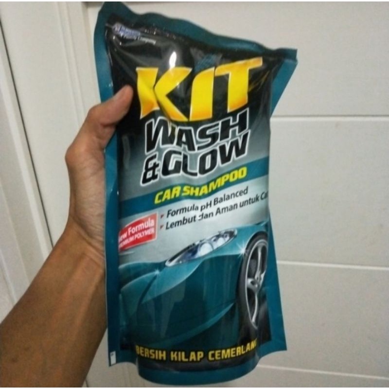 kit wash &amp; glow 800ml shampoo mobil dan motor
