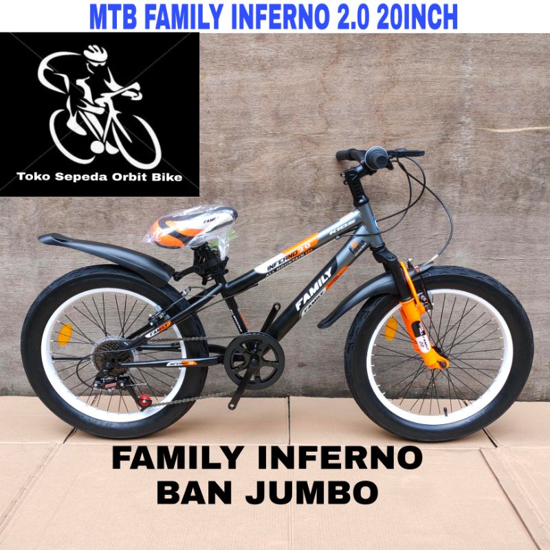 Sepeda Gunung MTB 20 INCH FAMILY INFERNO 2.0 7Sp Ban Jumbo