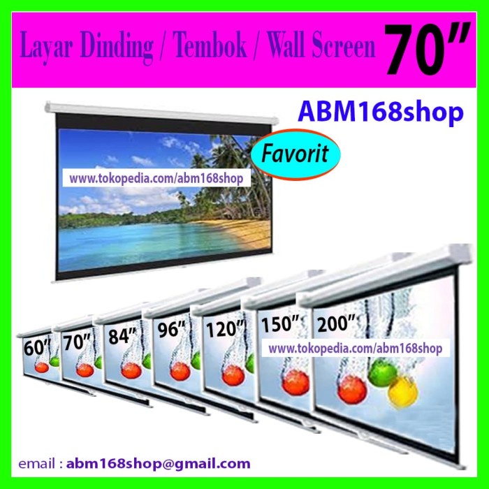 

Termurah Layar 70" Wall Screen Projector/ Layar Proyektor Utk Benq Infocus