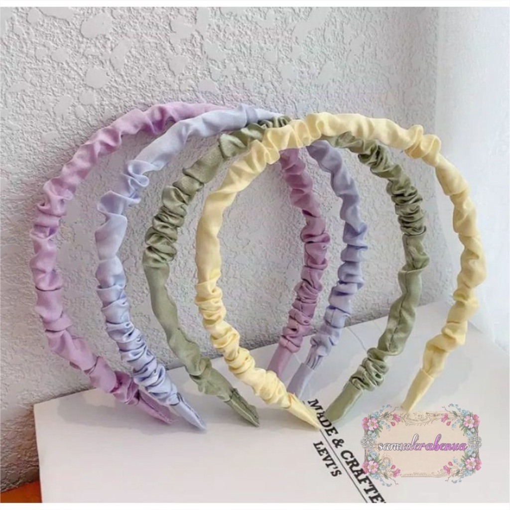 RT45 Scrunchie Bando Bandana Headband Scrunchie serut satin polos korea instant fashion wanita SB3152