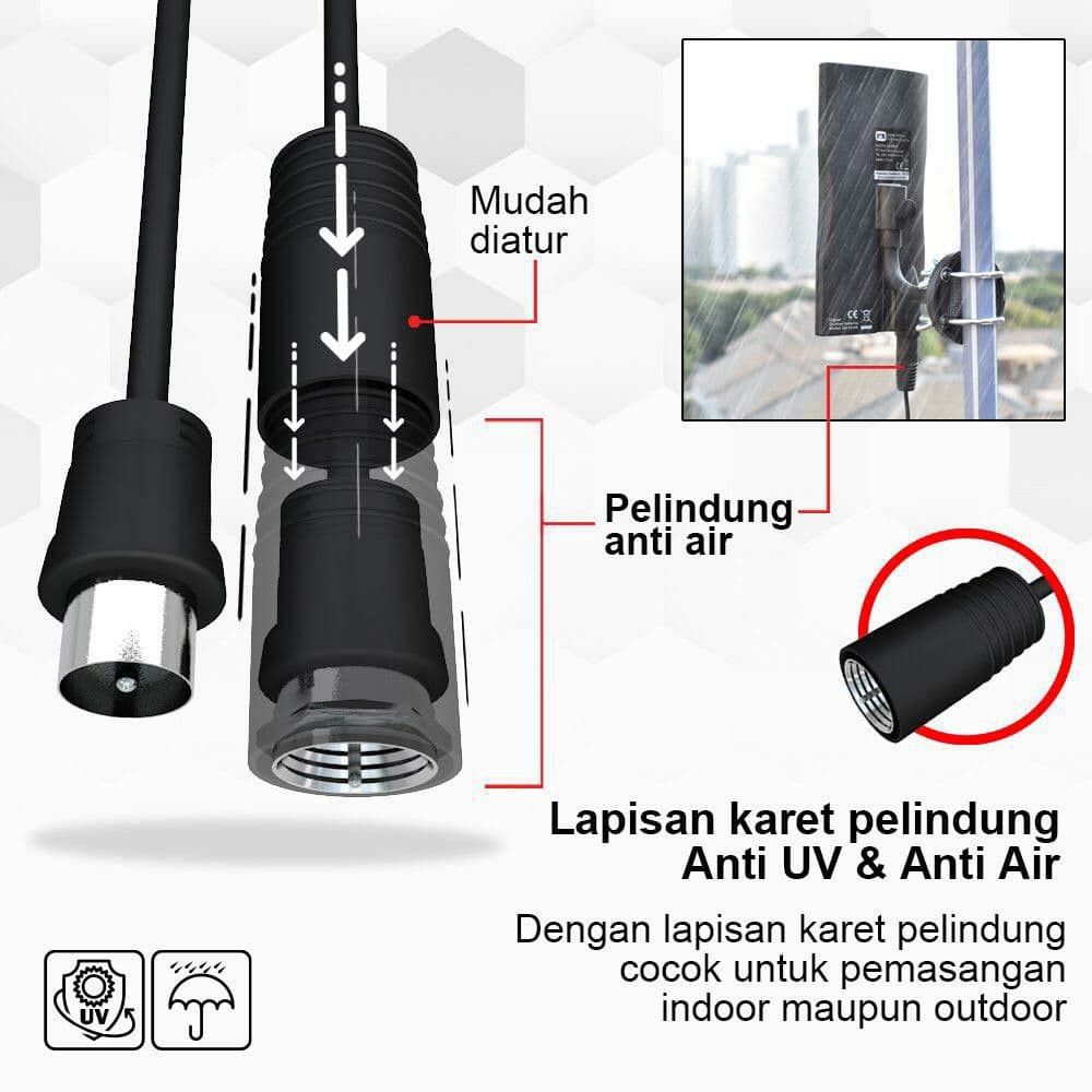 PX Coaxial Kabel Antena TV Parabola Male To Male 12M - ARANSI 18 BULAN