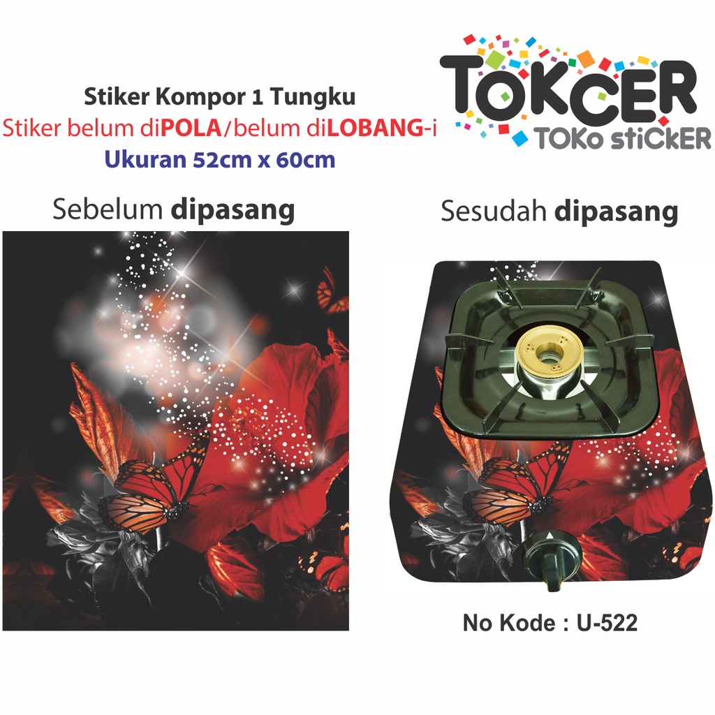 Stiker Kulkas/stiker magic com/stiker kompor motif Kupu-kupu HITAM