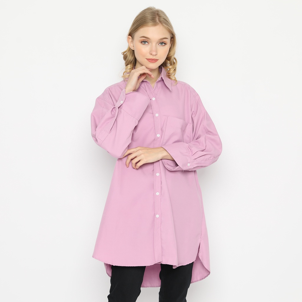 KEMEJA WANITA UNIQLO GU765 GU796 OVERSIZED LONG SHIRTS-ZRIMP1105 LILAC