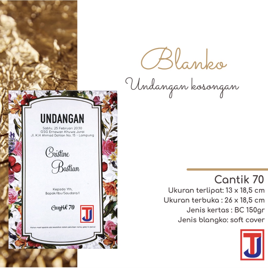 Blangko / Blanko Undangan Pernikahan / Khitan - Cantik 70