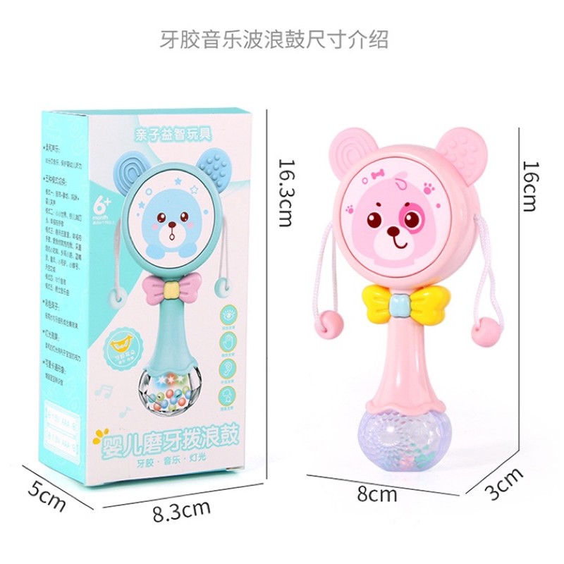 Mainan Anak Tongkat Genggam Ajaib Rattle Stick Mainan Bayi + LED + Music Rattle Drum