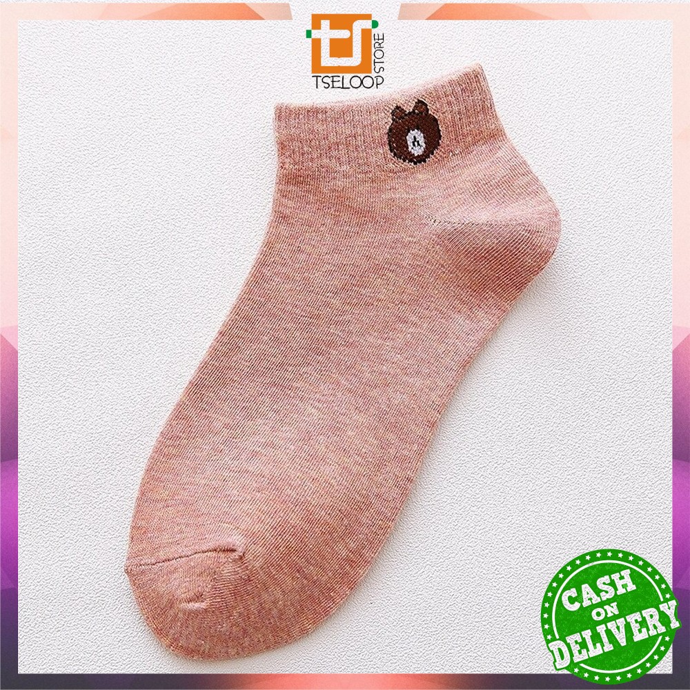 OFM-P32-33 Kaos Kaki Dewasa Pendek Kaus Kaki Wanita Pria Motif Brown / Kaos Kaki Ankle Korea Daisy-4