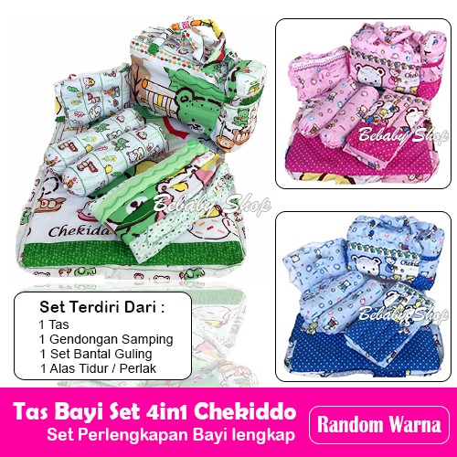 Tas Bayi Gendongan Alas Tidur Bantal Guling Set 4 in 1 Chekiddo  - Baby Gift TerMurah