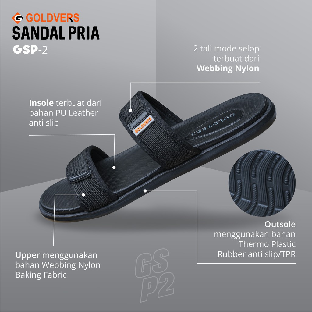 Sandal Pria GOLDVERS Original Sandal Pria Wanita Import  Sandal kulit - KREATIVO